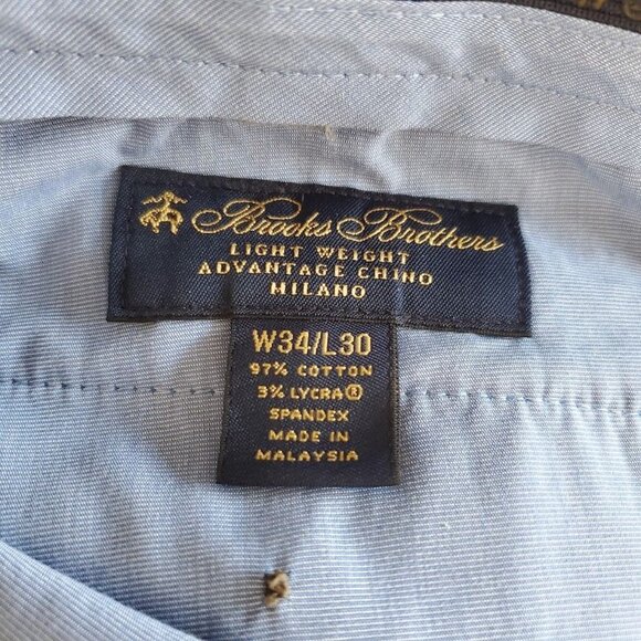 Brooks Brothers Lightweight Advantage Chino Milano Pants Khaki Slim Fit 34/30 - Picture 3 of 6